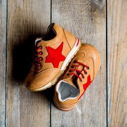 Emel Camel Brown/Red Leather Trainers 2450-1