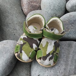 Emel Green Camouflage Pattern Suede Sandals E2390
