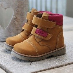 Emel camel yellow & pink leather Ankle Boots E2447A/K